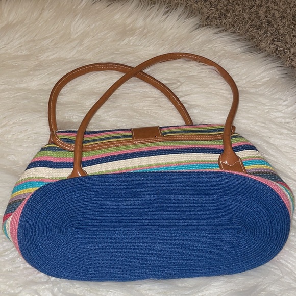 Rainbow 🌈 straw/wicker like unique custom colorful handbag purse shoulder bag - Picture 5 of 11
